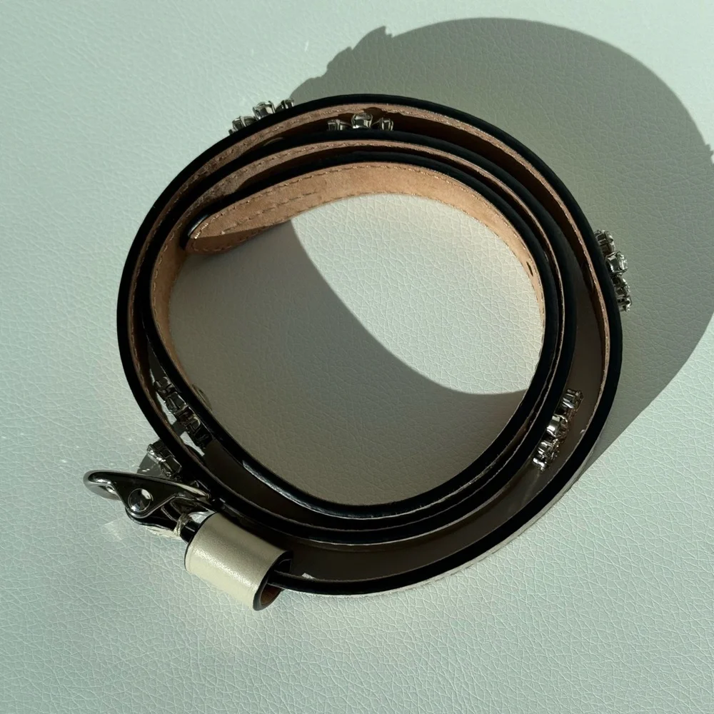 Burberry Dover Embellished Slim Leather Belt LIMESTONE - Picture 5 of 8